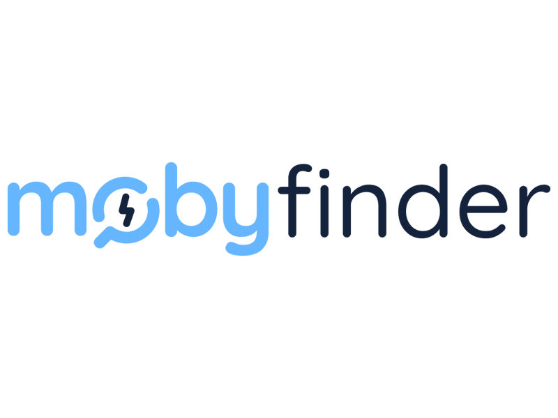 Português: Logótipo MobyFinder com texto azul e preto; English: MobyFinder logo in blue and black.